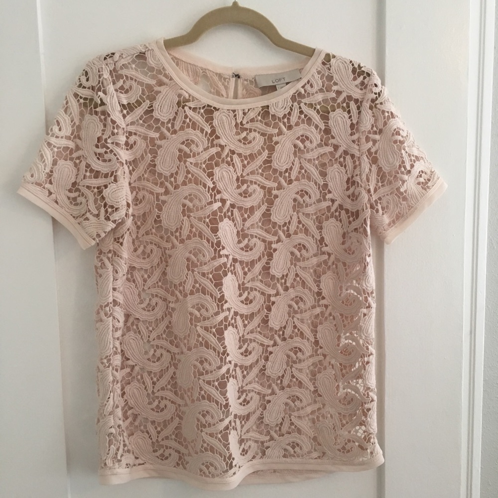Blush pink lace LOFT top